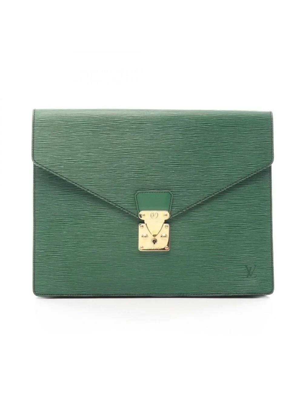 Louis Vuitton Clutch Porte Documents Senatur Borneo Green Leather